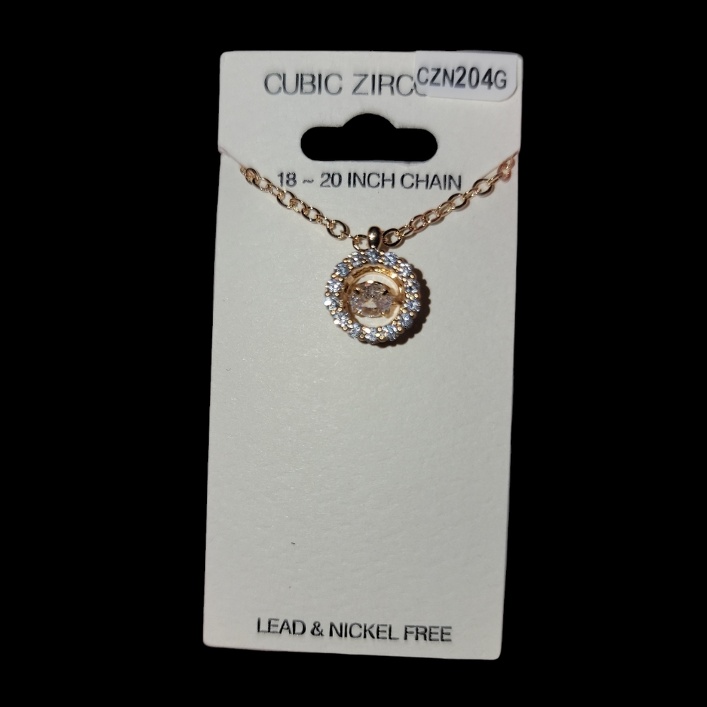 NIP! Floting CZ necklace on dainty gold chain